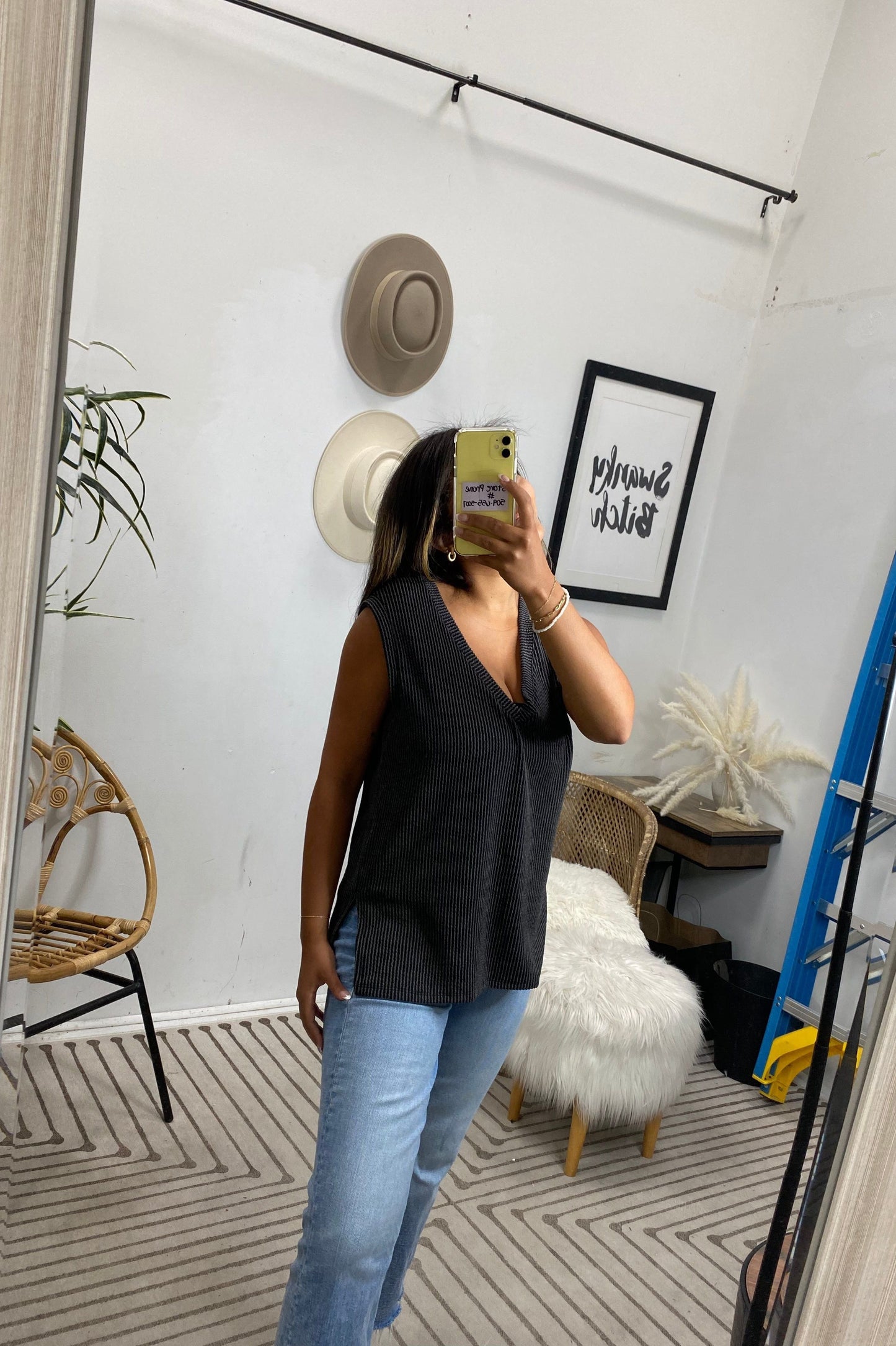 Kalina Charcoal Top | Swank Boutique