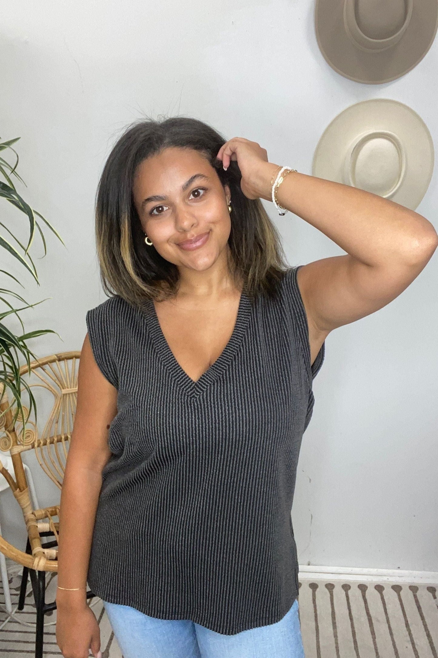 Kalina Charcoal Top | Swank Boutique
