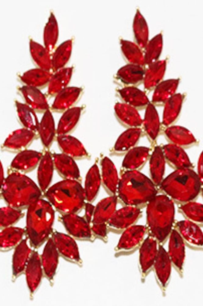 Elegant Sparkle Earrings - Red | Swank Boutique