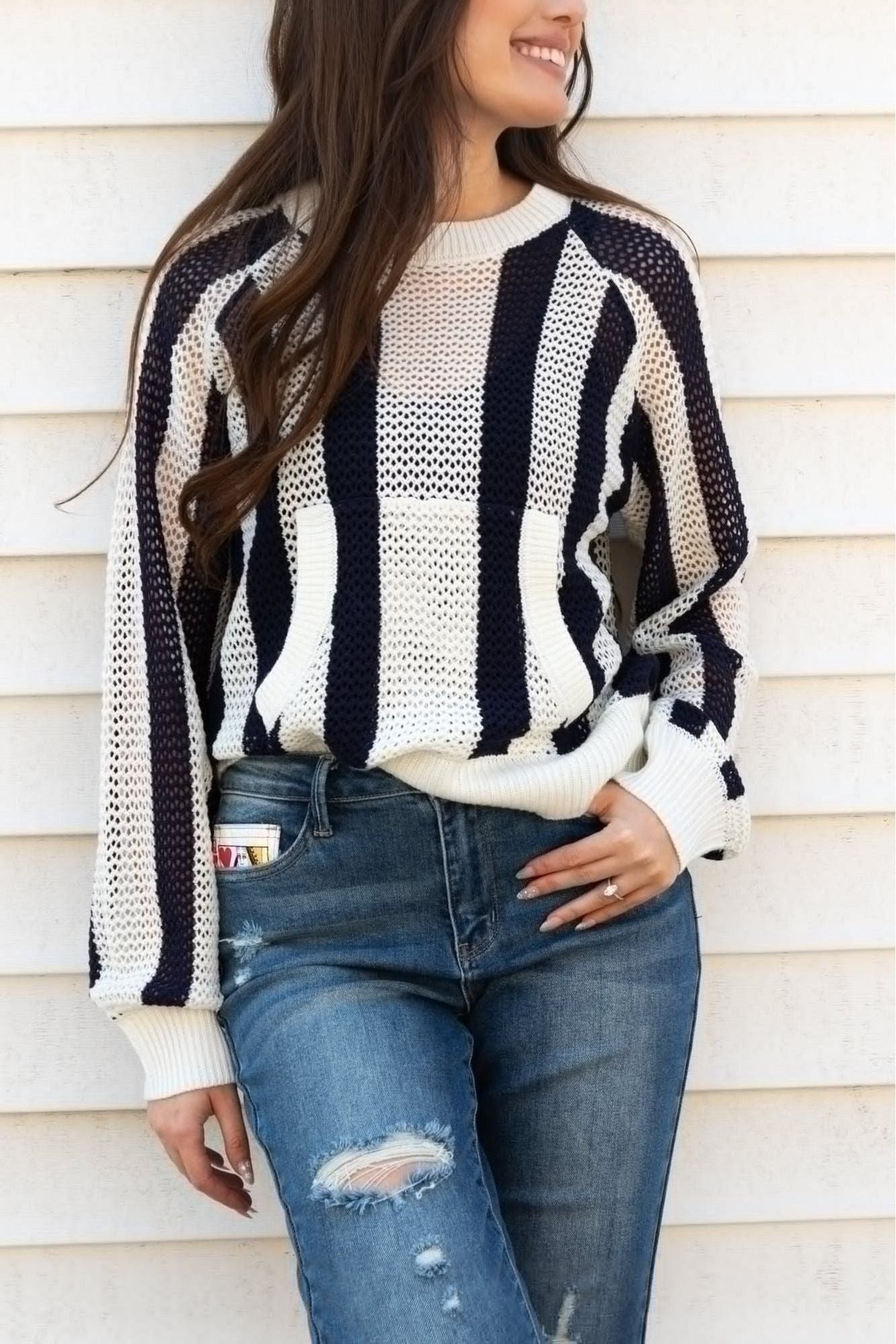 Saphire Striped Sweater | Swank Boutique