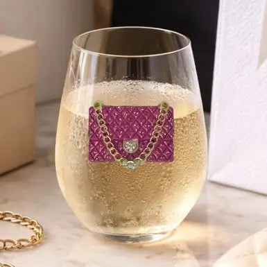 Pink Purse Stemless Wine Glass