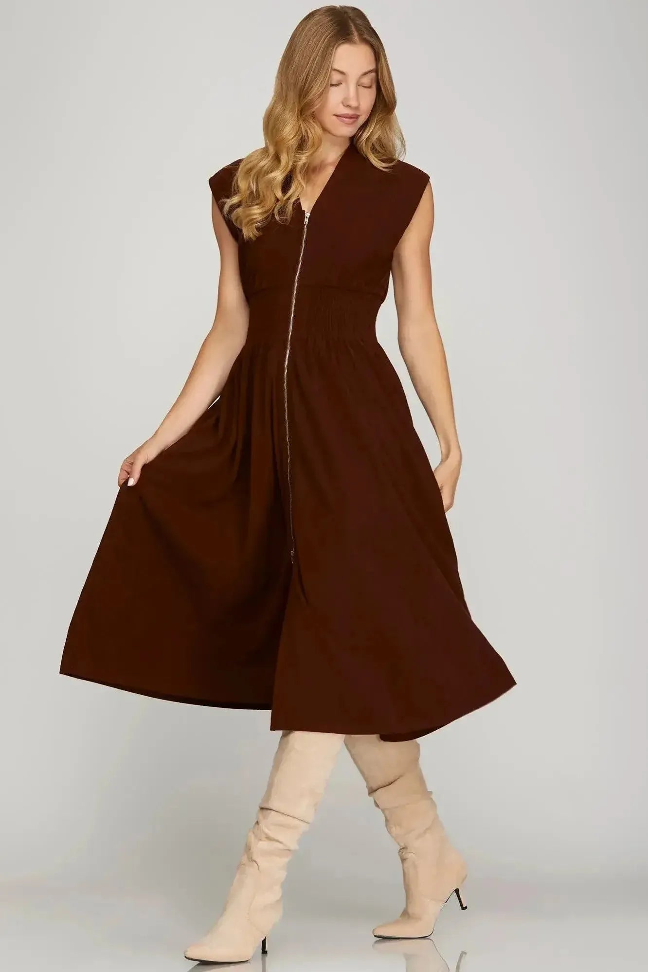 Annabelle Corduroy Dress - Wine (Copy) | Swank Boutique