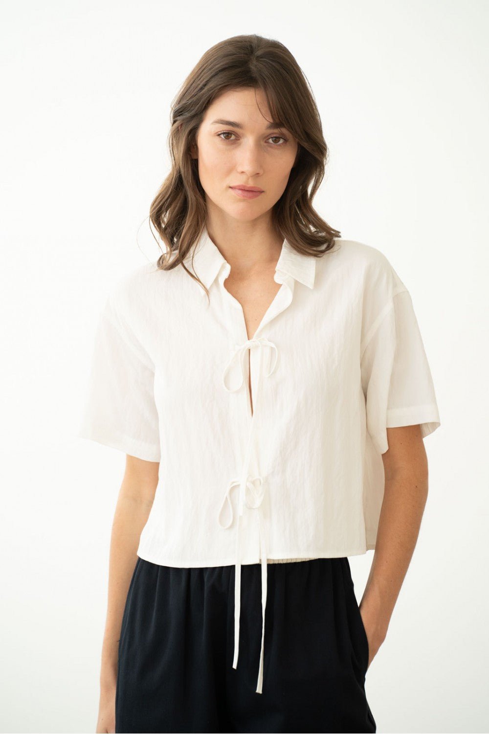 Roxy Tie Front Shirt | Swank Boutique
