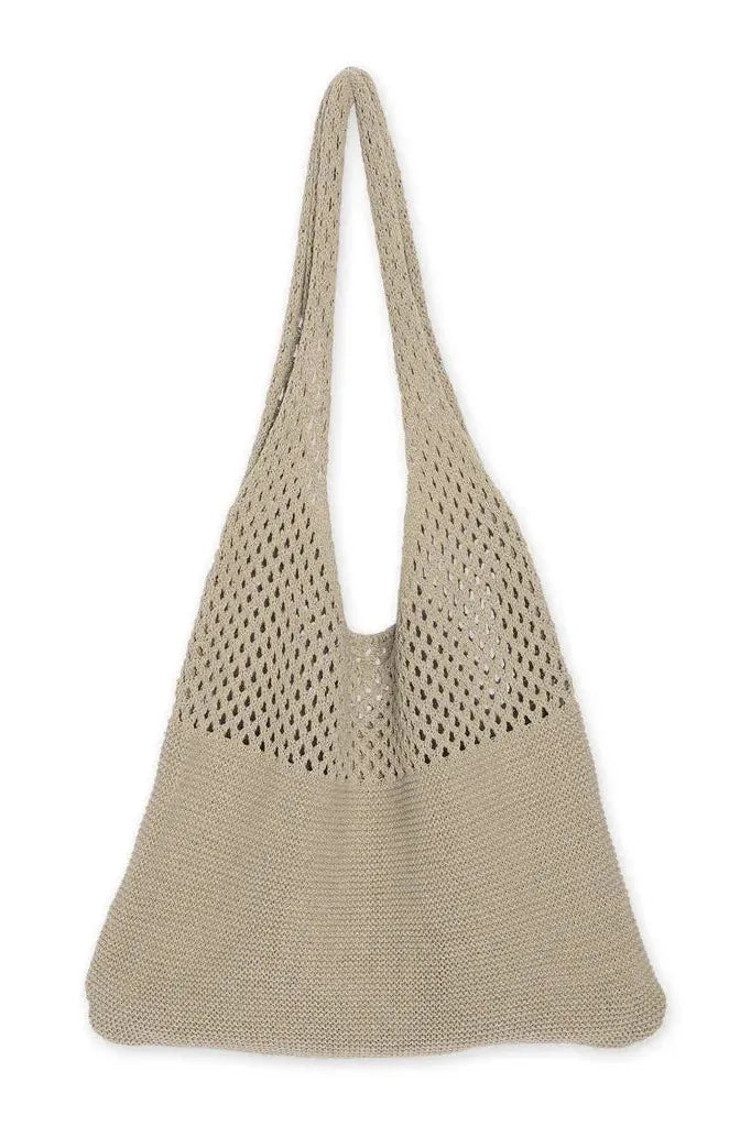 Knit Market Tote - Beige | Swank Boutique