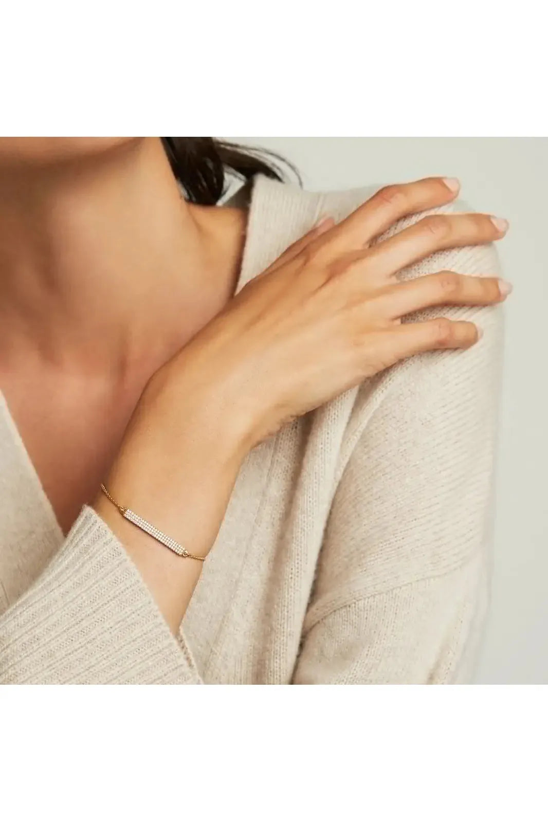 Petit Pave Bar Chain Bracelet - Gold | Swank Boutique
