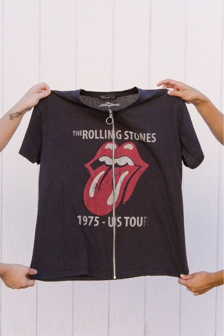 Vintage Zipper Band Tee -The Rolling Stones | Swank Boutique