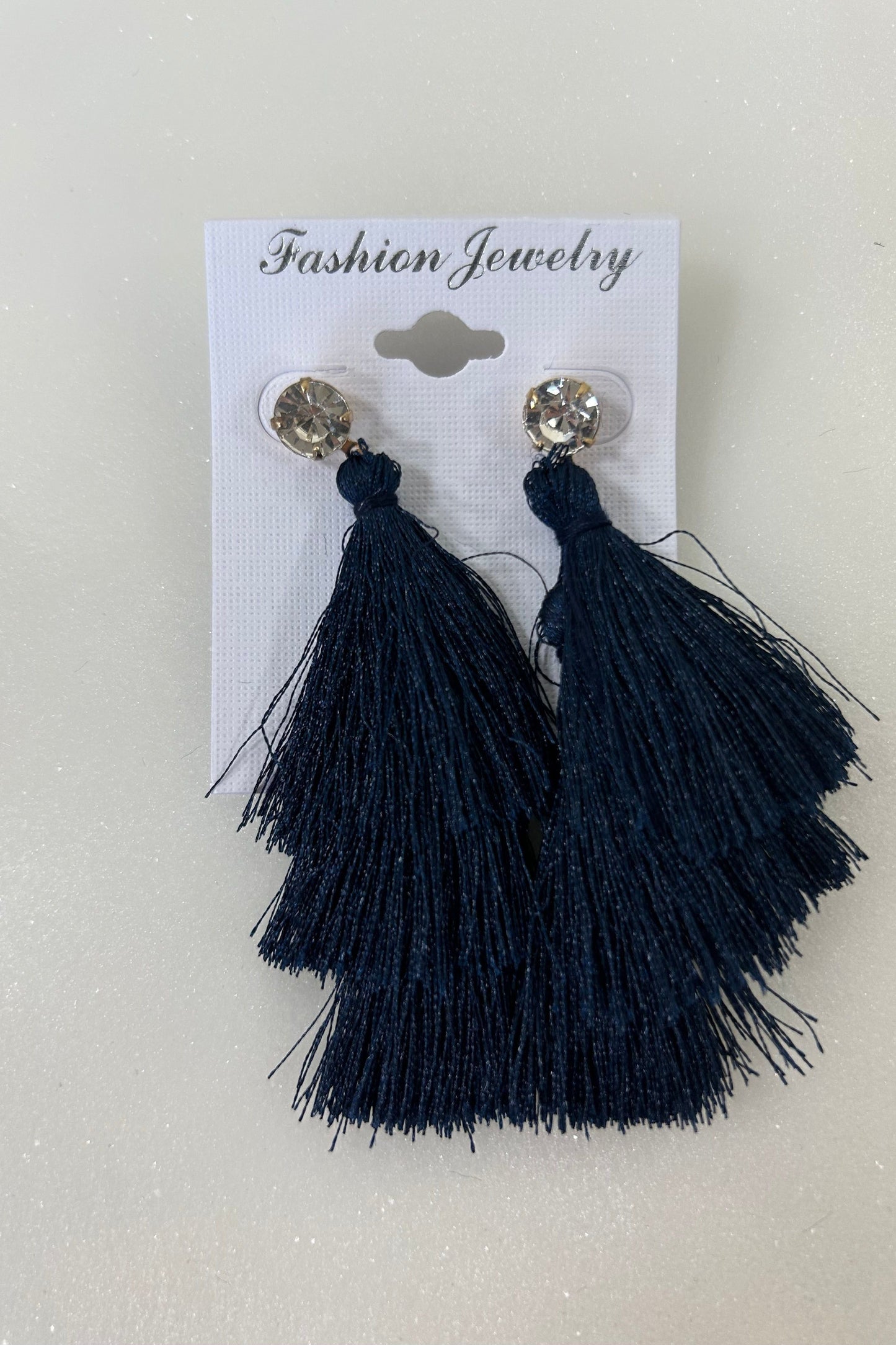 Tassel Dangle Earring - Navy Blue | Swank Boutique
