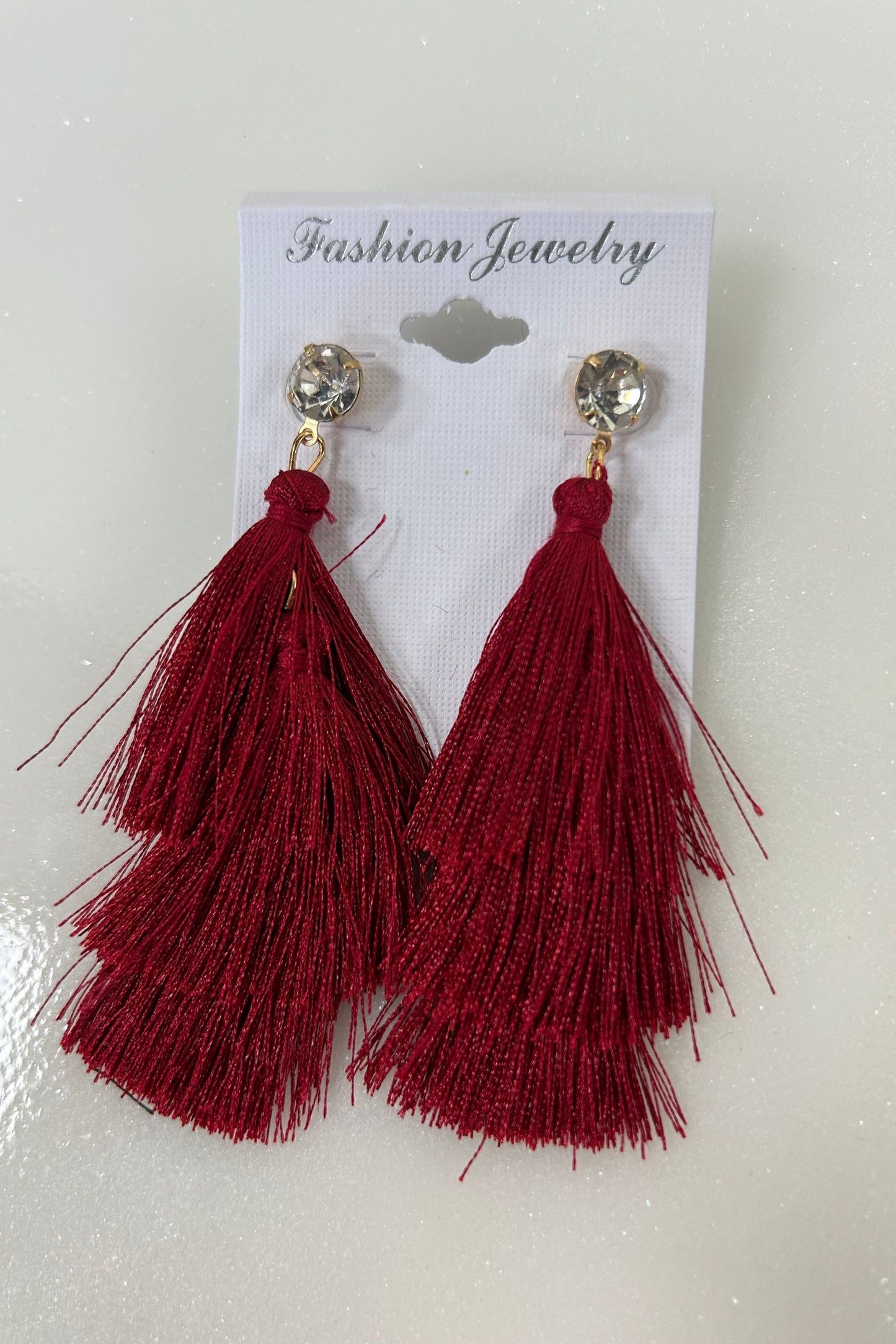 Tassel Dangle Earring - Merlot Red | Swank Boutique