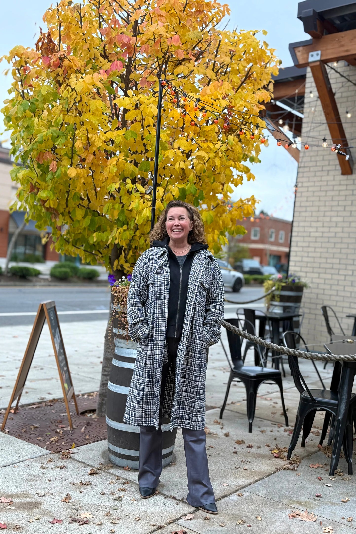 Twofer Hoodie Jacket - Black & Cream | Swank Boutique