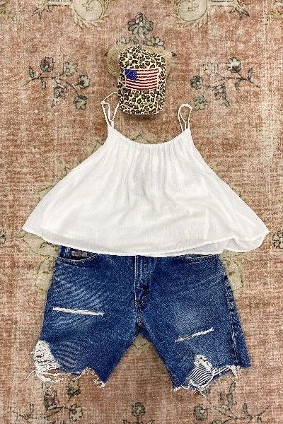 Custom Vintage Diamond Gusset Denim Shorts | Swank Boutique