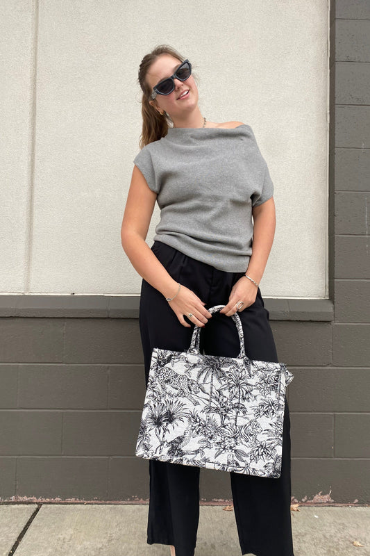 Cowl Neck Wide Shoulder Top | Swank Boutique