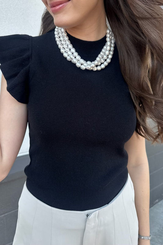 Mock Neck Ruffle Top | Swank Boutique