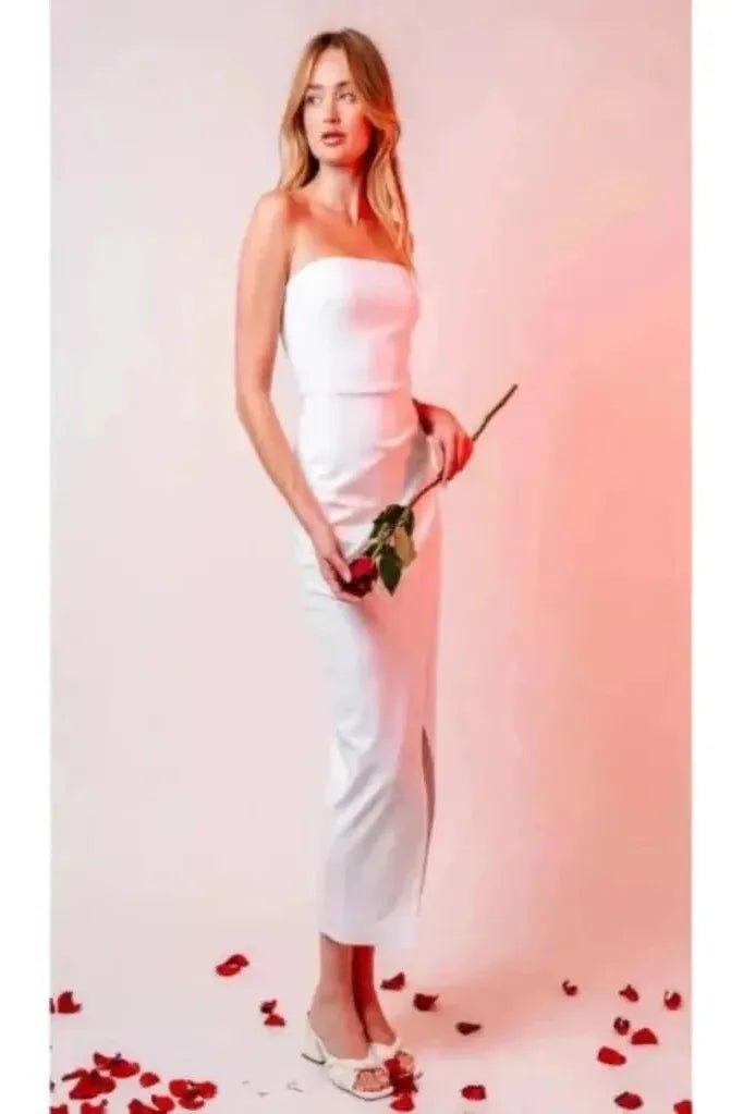 Addilyn Cocktail Midi Dress - White | Swank Boutique