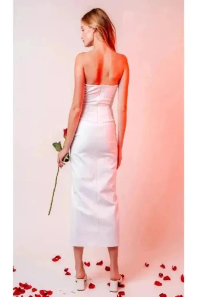 Addilyn Cocktail Midi Dress - White | Swank Boutique
