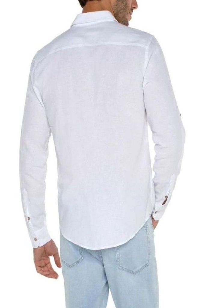 Aiden Convertible Sleeve Button-Up - White | Swank Boutique