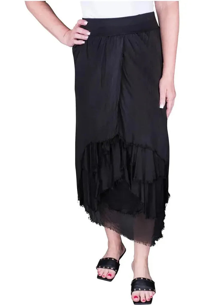 Anna Silk Cha Cha Skirt - Black | Swank Boutique