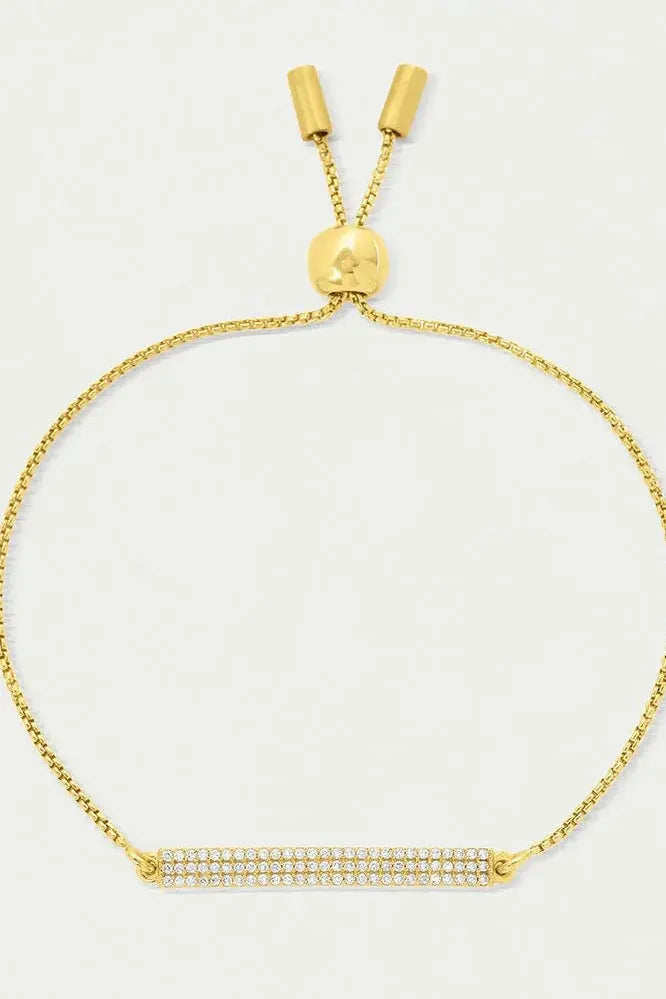 Petit Pave Bar Chain Bracelet - Gold | Swank Boutique