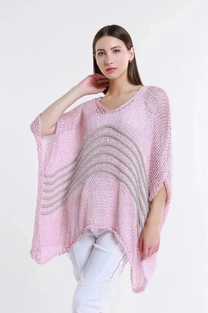 Rose Open Knit Sweater - Blush | Swank Boutique