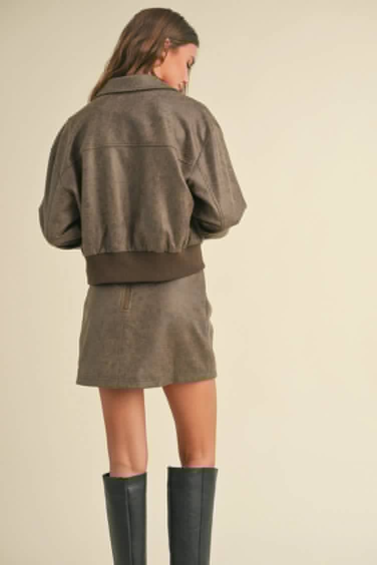 Brown Bomber Jacket | Swank Boutique
