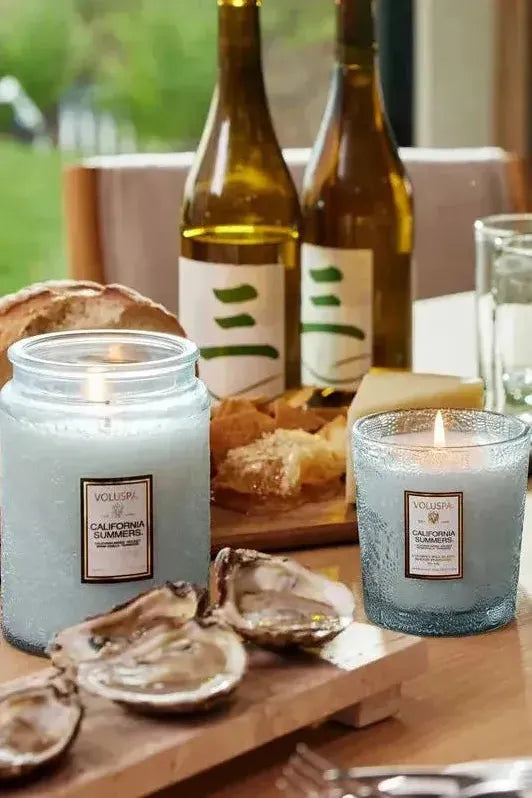 Large Embossed Glass Jar Candle - California Summers | Swank Boutique
