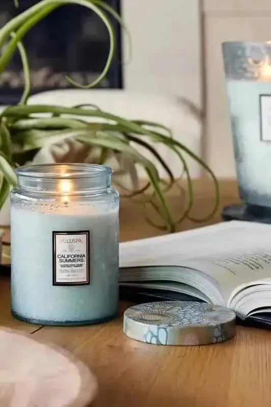 Large Embossed Glass Jar Candle - California Summers | Swank Boutique