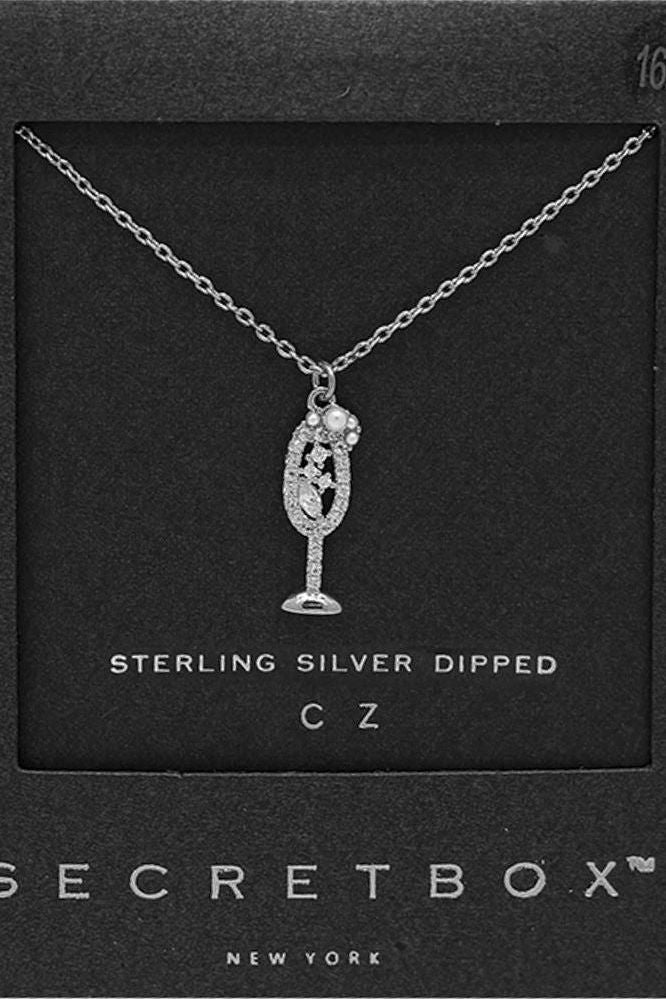 White Gold Champagne Necklace | Swank Boutique