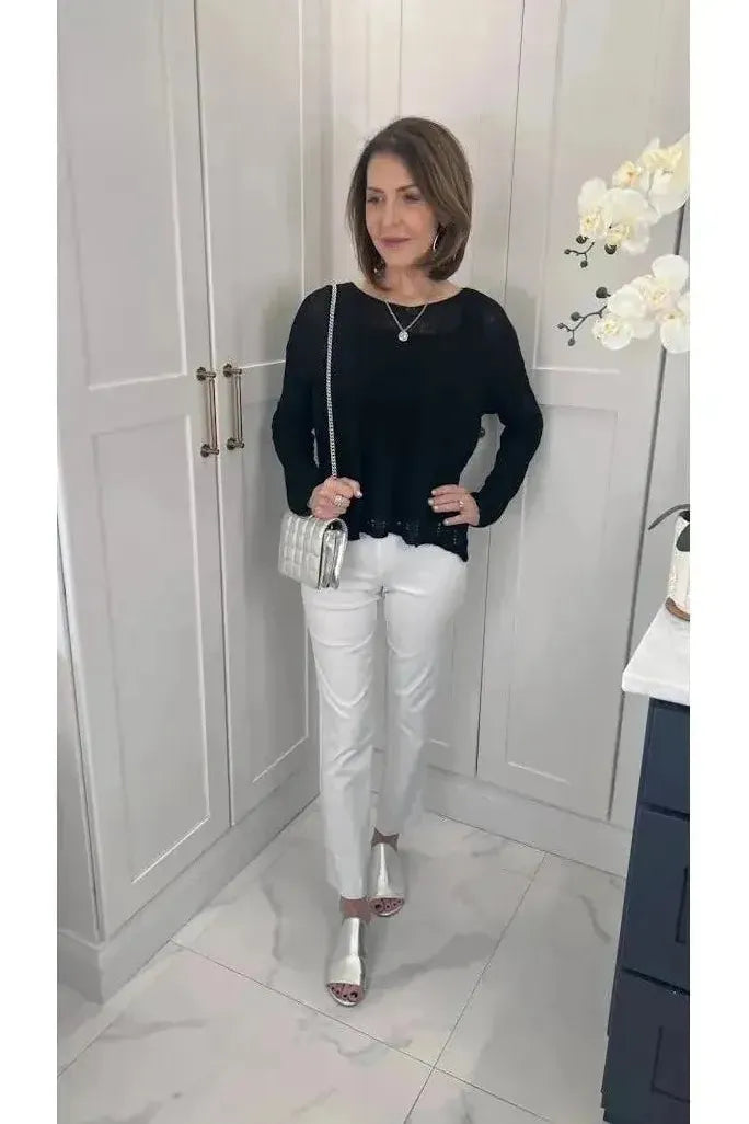 Cheryl Black Linen Sweater | Swank Boutique