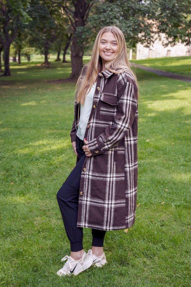 Chocolate Plaid Jacket | Swank Boutique
