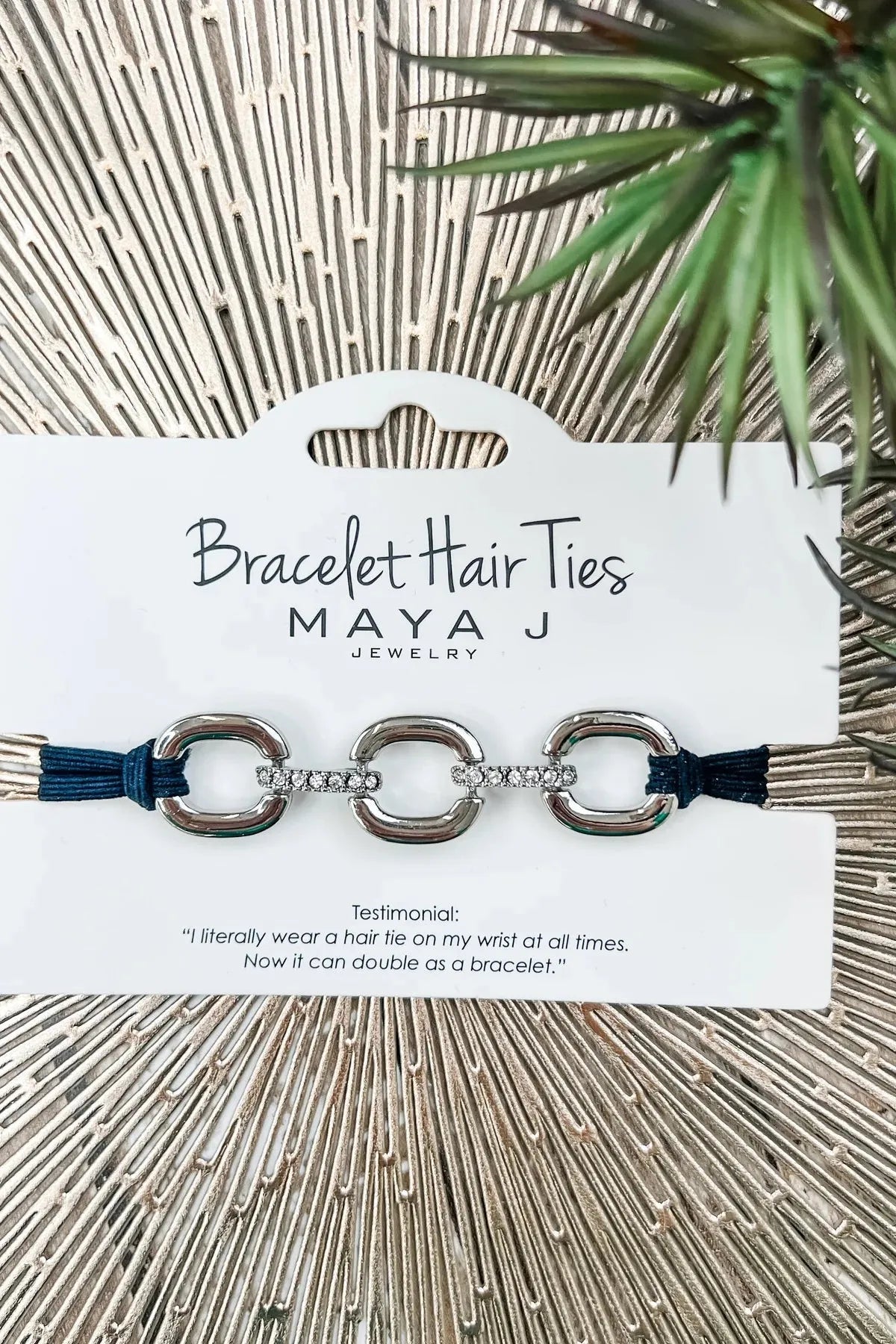 Crystal Bracelet Hair Tie Circle Link - Black | Swank Boutique