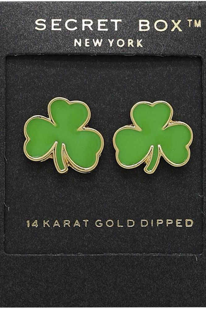 Gold Green Clover Earrings | Swank Boutique
