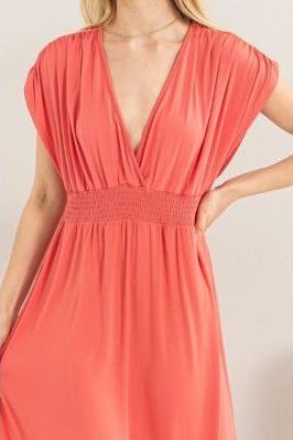 Spiced Coral Knit Midi Dress | Swank Boutique