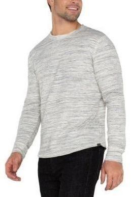 Longsleeve Crew Neck - Grey/White Multi | Swank Boutique