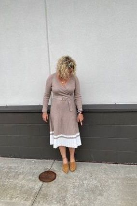 Dallas Waist Belt Pleated Sweater Dress | Swank Boutique