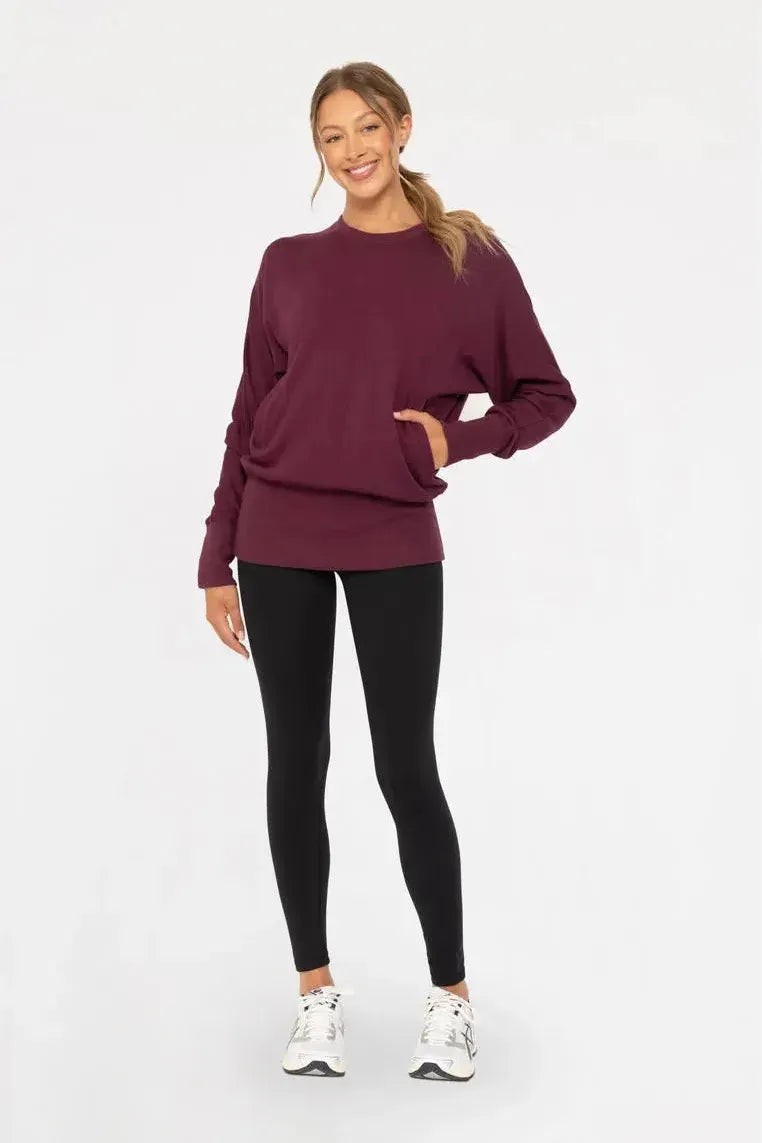 Plum Brushed Sweatshirt | Swank Boutique