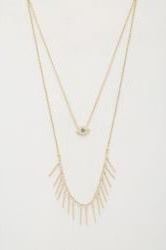 Eye Charm Layered Necklace - Rhodium | Swank Boutique