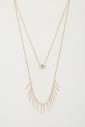 Eye Charm Layered Necklace - Rhodium | Swank Boutique