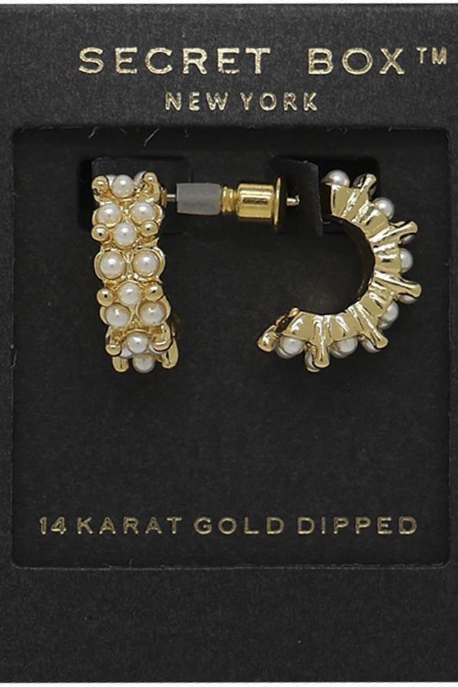Gold Pearl Paved Studs | Swank Boutique