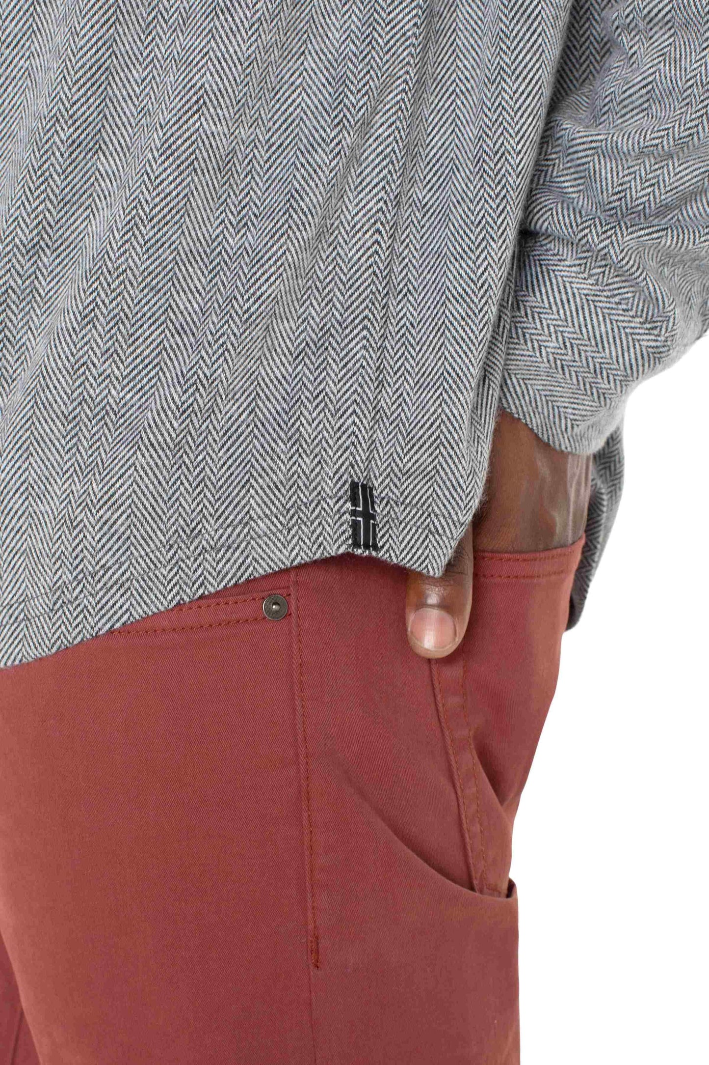 Grey Herringbone Shirt | Swank Boutique