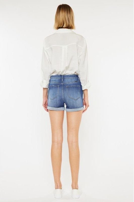 Medium Wash High Rise Denim Shorts | Swank Boutique