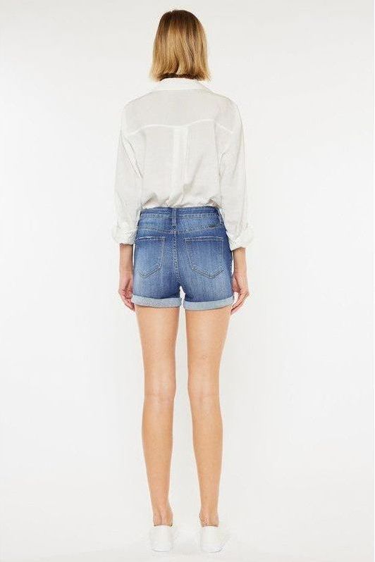Medium Wash High Rise Denim Shorts | Swank Boutique