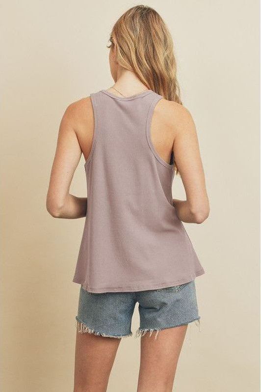 Maya High Neck Flare Tank - Lavender | Swank Boutique