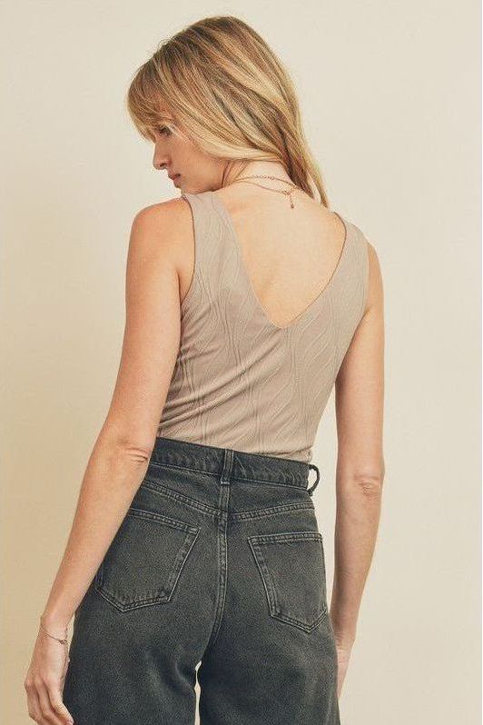 Jane Textured Plunging Bodysuit | Swank Boutique