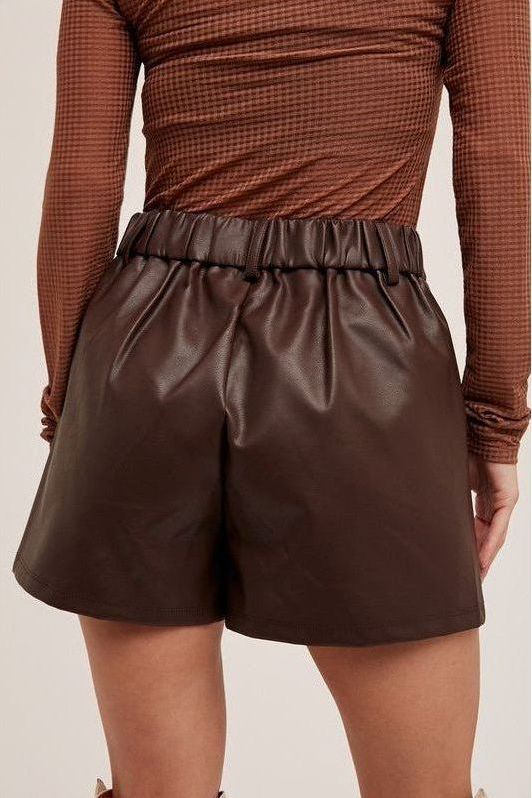 Faux Leather Pleated Shorts | Swank Boutique