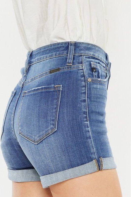 Medium Wash High Rise Denim Shorts | Swank Boutique