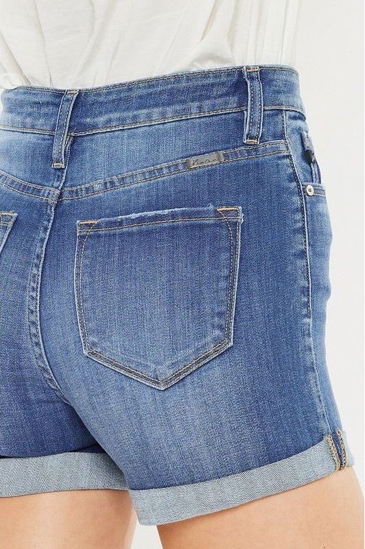 Medium Wash High Rise Denim Shorts | Swank Boutique