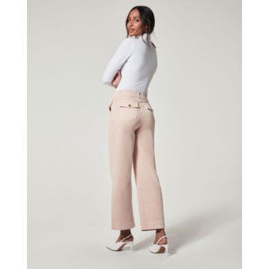Stretched Twill Cropped Leg Pant - White | Swank Boutique