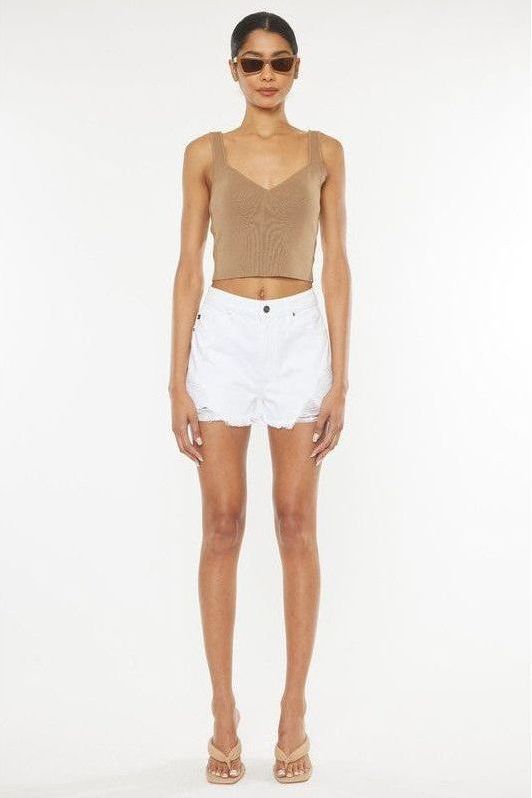 White Fray Hem Short | Swank Boutique
