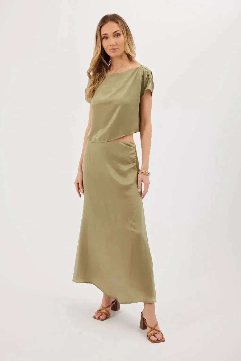 Jana Sage Midi Skirt | Swank Boutique