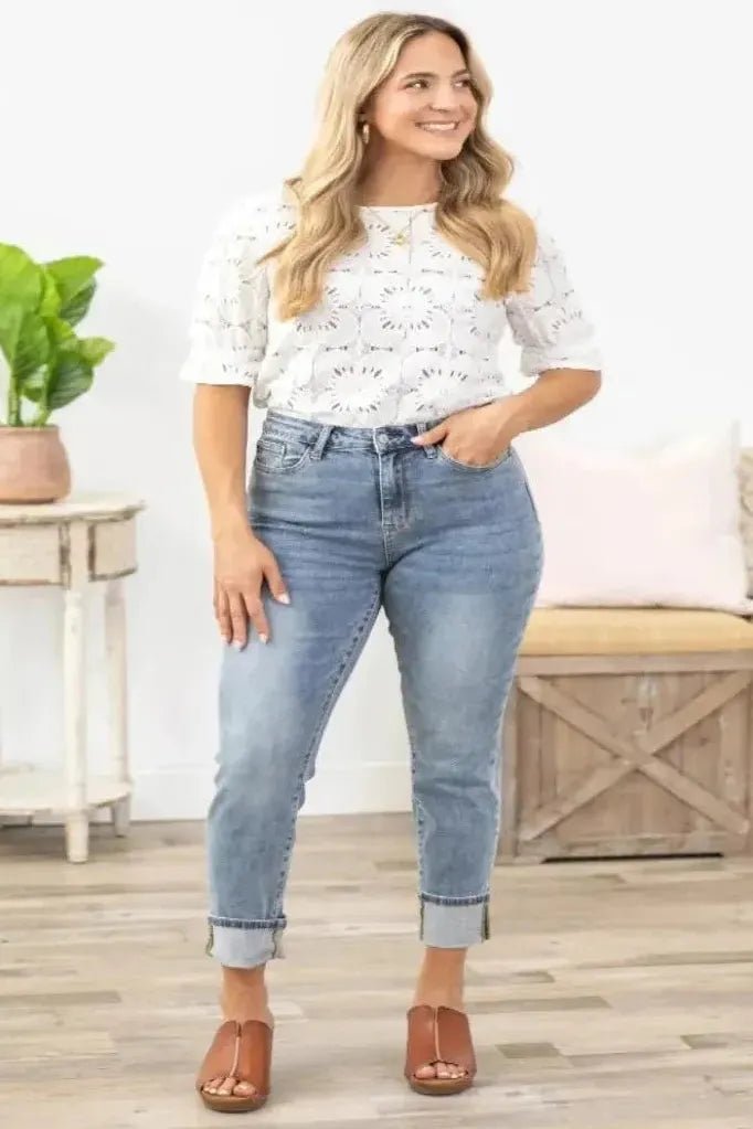 Judy Blue Midrise Boyfriend Jeans | Swank Boutique