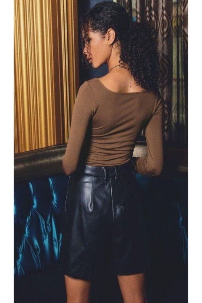 Addison Square Neck Top - Mocha | Swank Boutique